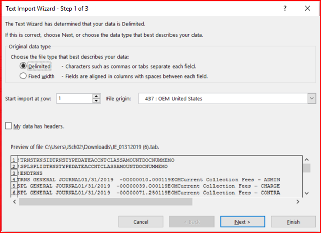 import data into quickbooks comma or tab